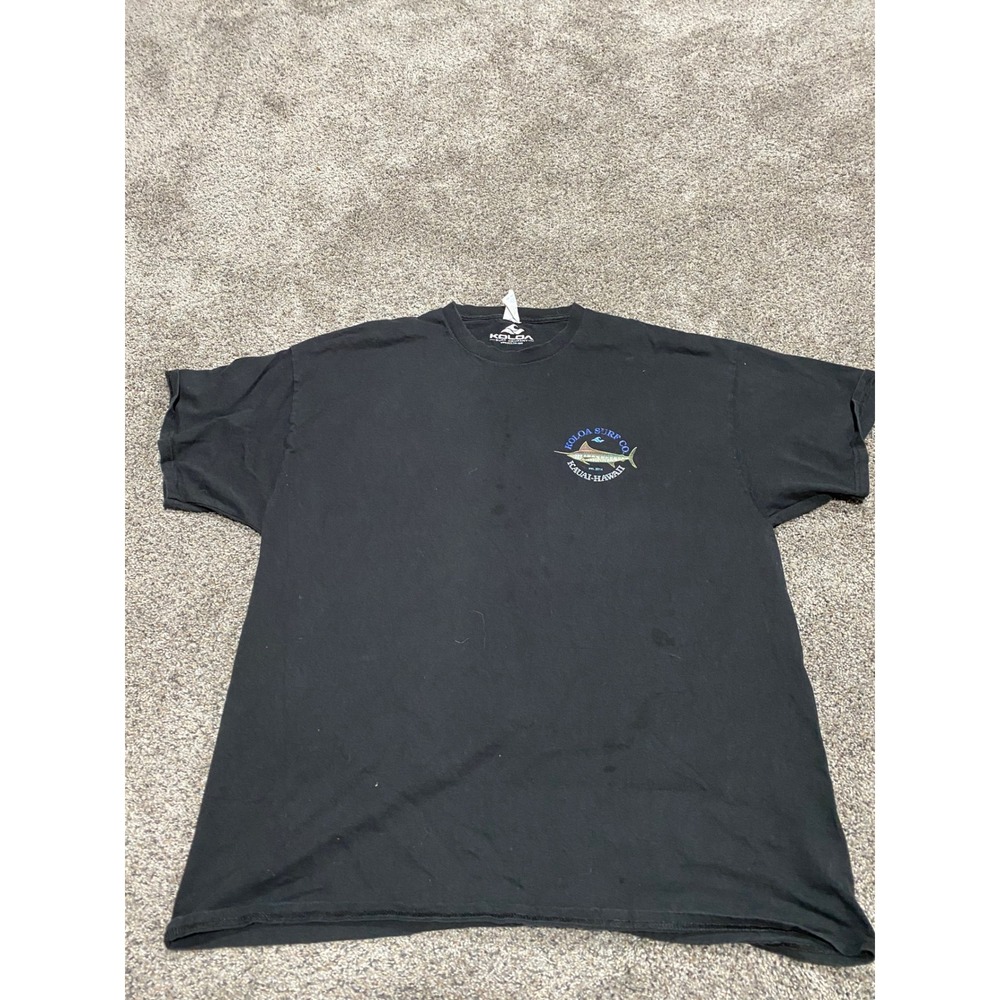 Koloa Surf Co Kauai Hawaii Marlin Graphic T Shirt Mens 2XL Black Short Sleeve